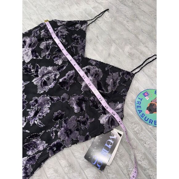 Oleg Cassini Beaded Mini Dress 10 Petite 90s Y2K Velvet Floral Purple Black NWT‎ - Picture 4 of 9